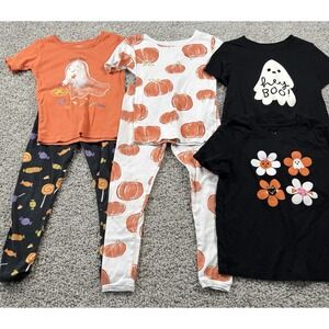 Toddler Girl Halloween Clothing And Pajama Lot - Size 5T - T Shirts Pajama Sets